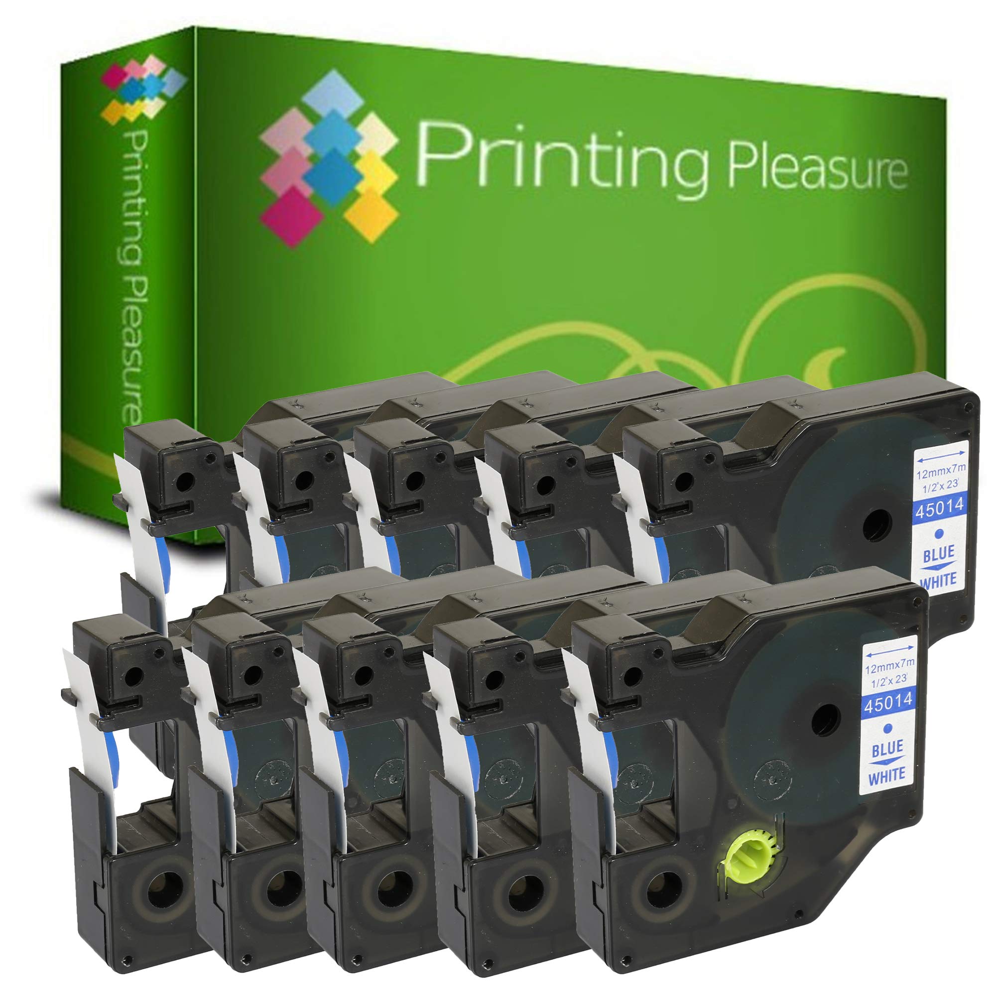 10x Compatibile 45014 Blu su Bianco (12mm x 7m) Cassetta Nastro per DYMO LabelWriter 450 Duo LabelPoint 100 150 250 LabelManager 160 210D 220P 260P 280 360D 420P 450 500TS PnP MobileLabeler