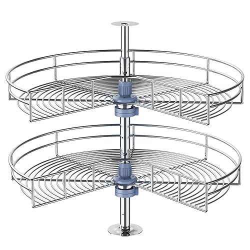 JOWBOOW 28" Corner Cabinet Lazy Susan Turntable, 270° Adjustable Height