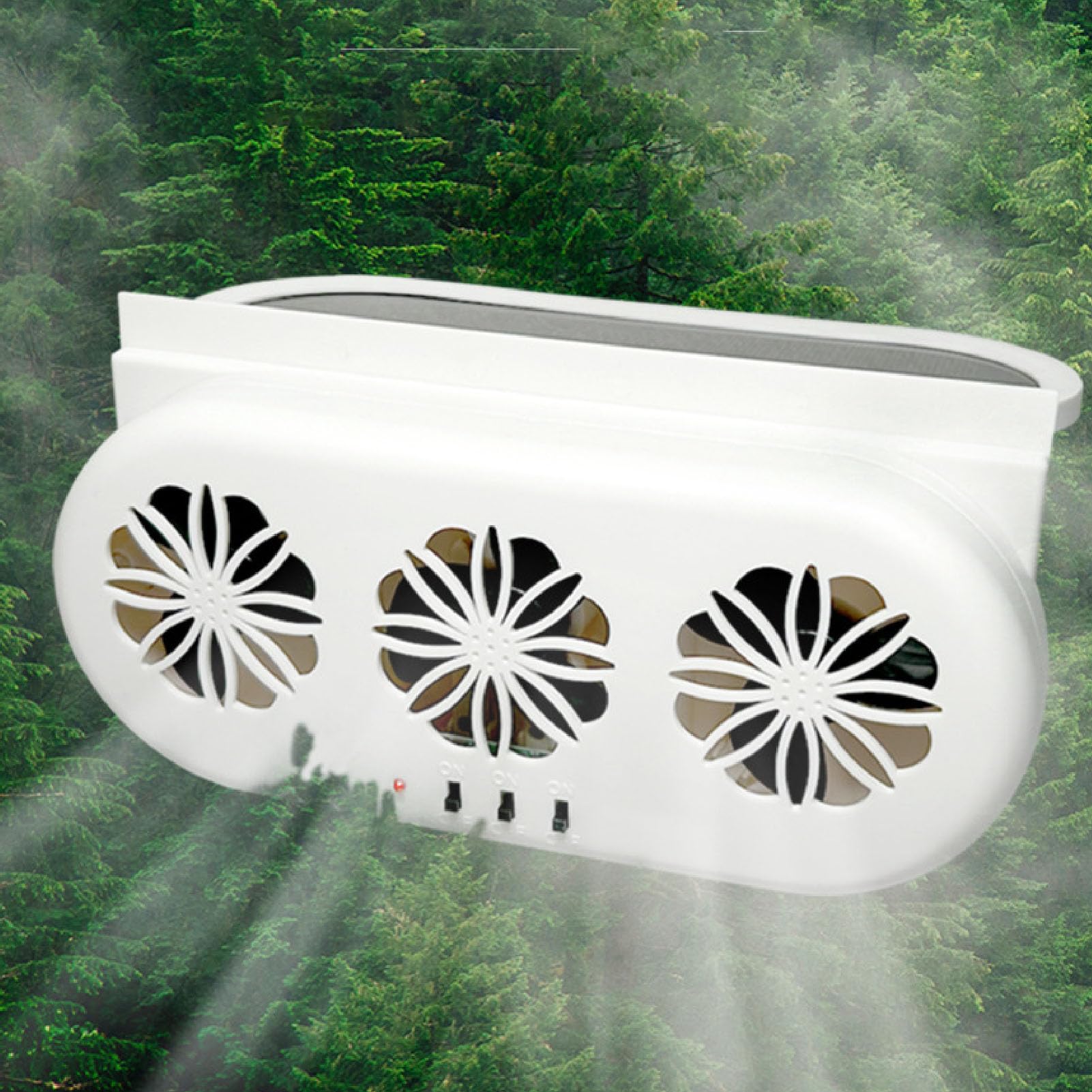 Solar Powered Car Ventilator, Car Exhaust Fan, 5000RPM Vehicle Window Fan, Solar Power Car Auto Air Vent Cool Fan with 3 Air Outlet, USB Interface, Car Ventilation System