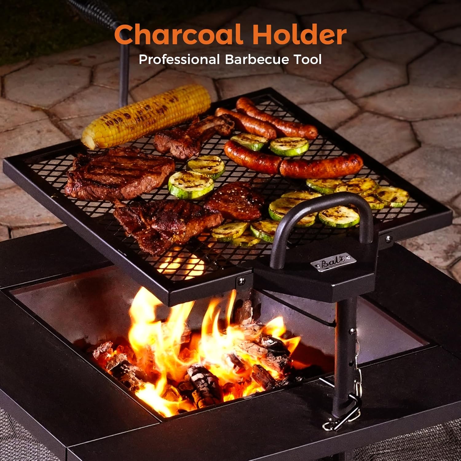 BALI OUTDOORS Fire Pit with BBQ, Outdoor Fire Pit for Wood Burning, Patio Firepits for Outside with Grill