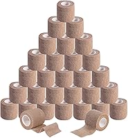 Vista 10 de Paquete de 15 rollos de vendaje autoadhesivo colorido de 1 pulgada x 5 yardas, rollos de vendaje cohesivo transpirable y cohesivo, cinta elástica