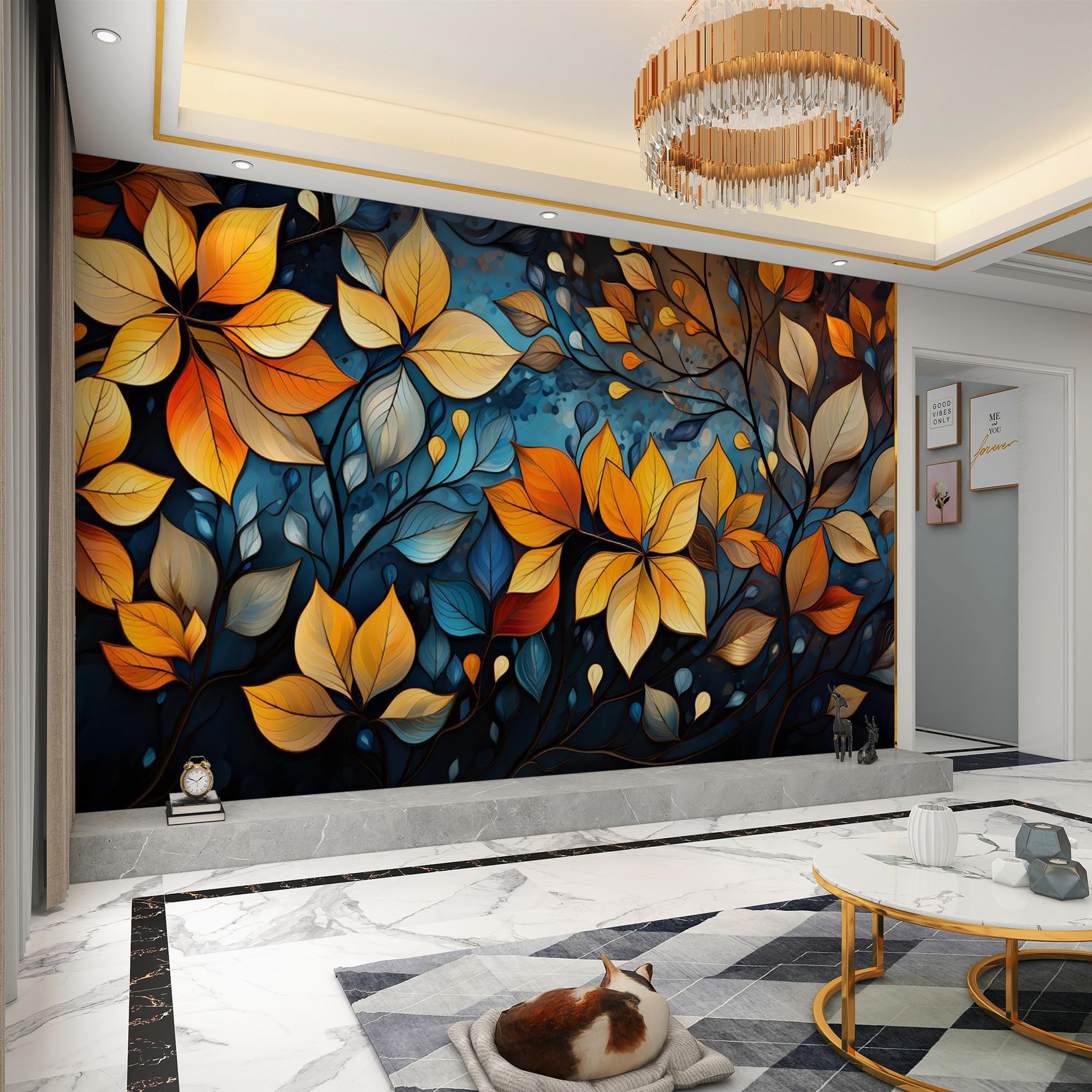 Carta da parati effetto 3D Astratto Floreale 350 x 256 cm Murale Non Tessuto Colorato Retrò Artistico Fotomurale Stampa HD Moderna Poster Per Soggiorno E Camera Da Letto Design 2M1203