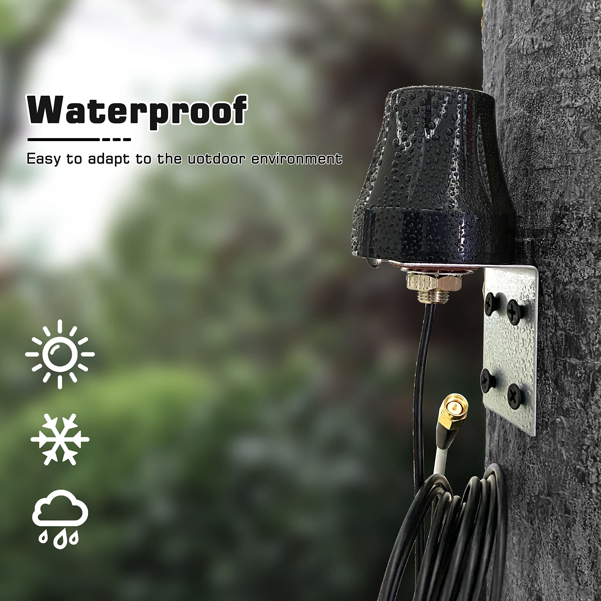 Kaunosta 4G LTE Outdoor Wall Mount Waterproof Antenna SMA Male with 3M Injection Molded RG174 Cable for Verizon AT&T T-Mobile Sprint 4G LTE Router Gateway Modem Cellular Trail Camera Spypoint Tactacam