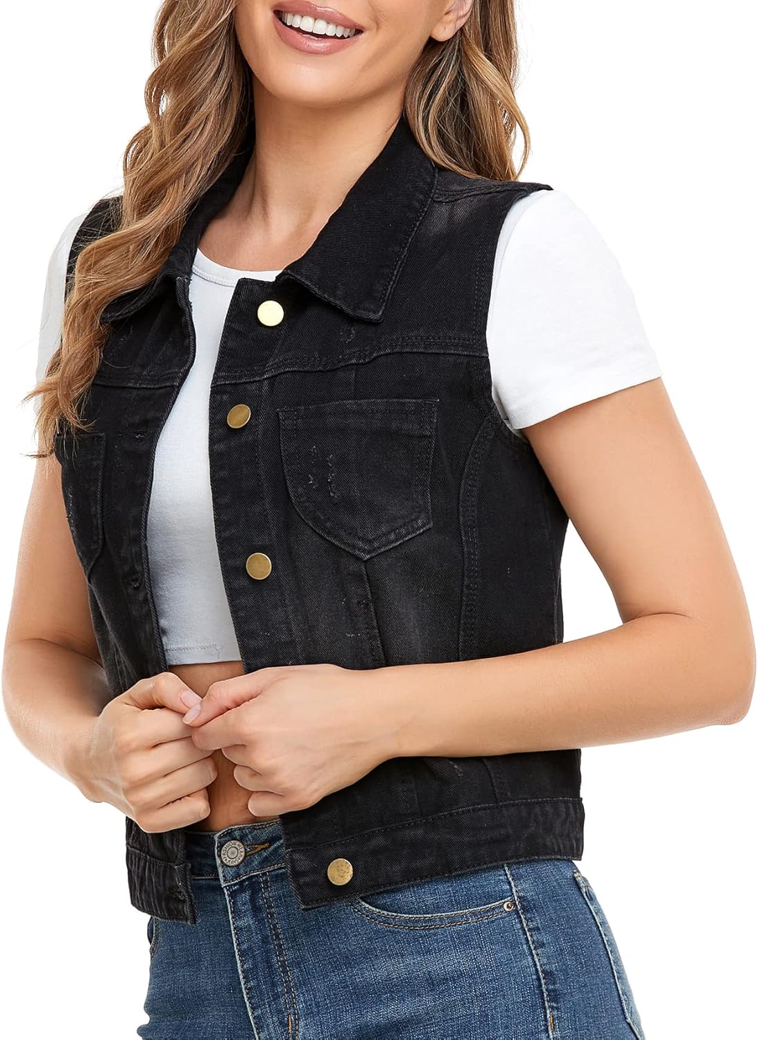 Xeoxarel Women's Denim Vest, Sleeveless Jean Jacket (XS-XXL) - Image 4