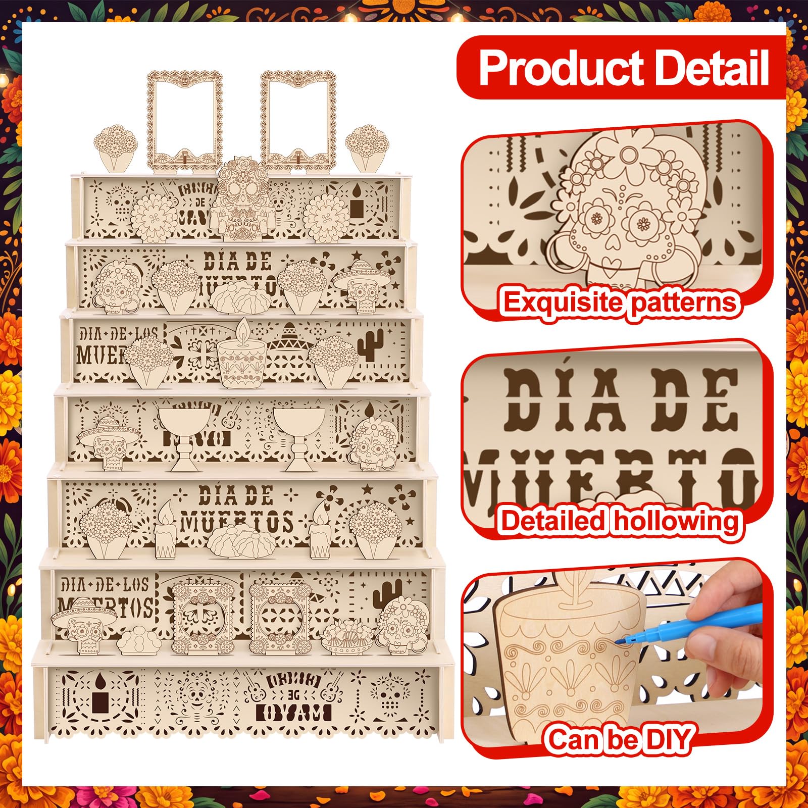 Yalikop 109 pezzi Dia De Los Muertos Kit di decorazione 40 x 67 x 70 cm