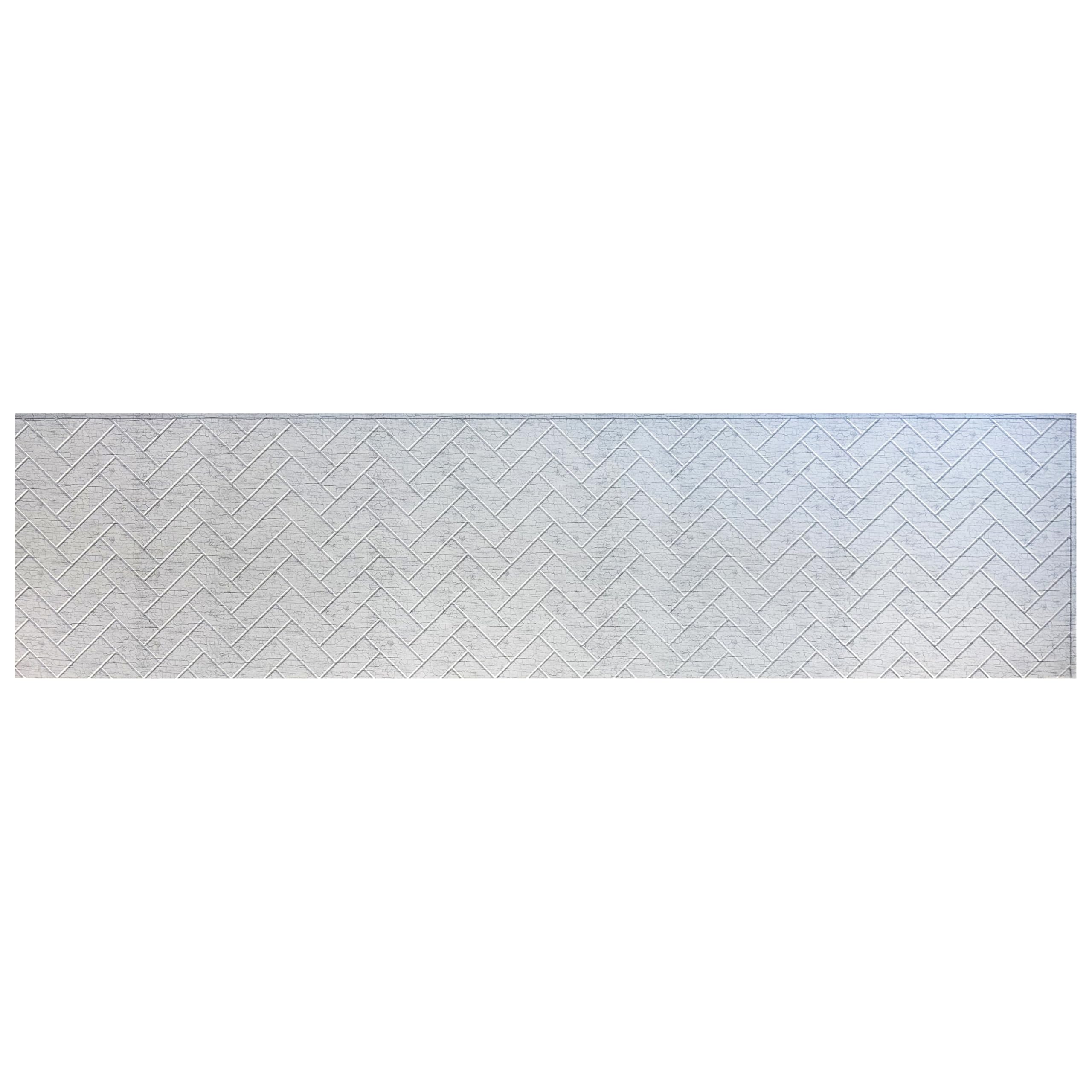 Panneaux de dosseret en PVC à chevrons blanc vieilli 0.6x2.4m