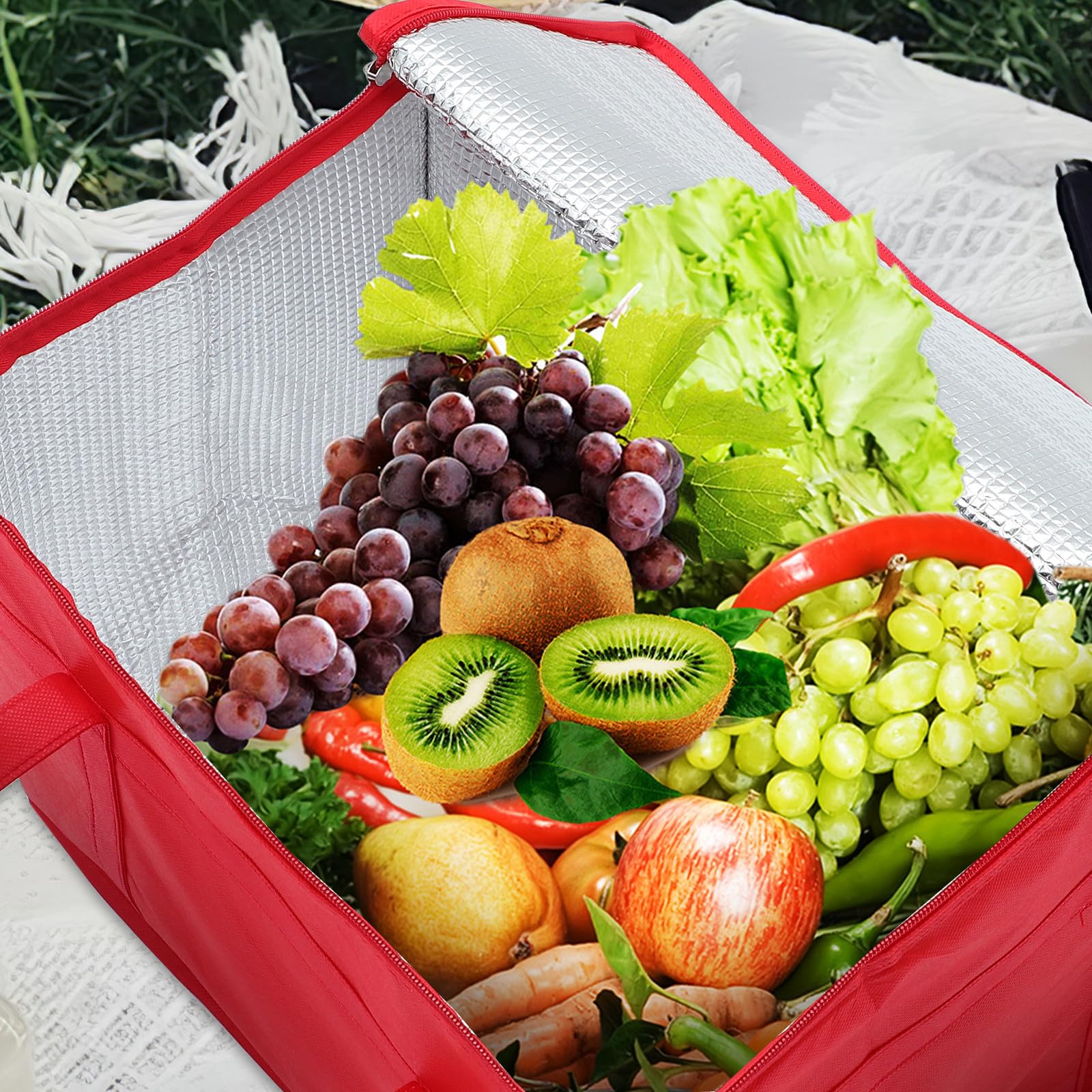 4 Piezas Bolsa Térmica para Comestibles Grande Cremallera