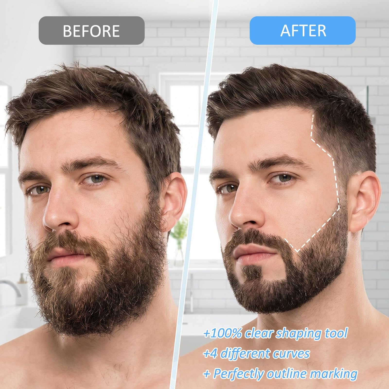 12 Matita Bianco Barber, Compreso 1 Modello Barba, 1 Temperamatite e 1 Spazzola, Matita Barbiere Bianco per Disegnare Il Contorno Dei Capelli E Modellare La Barba