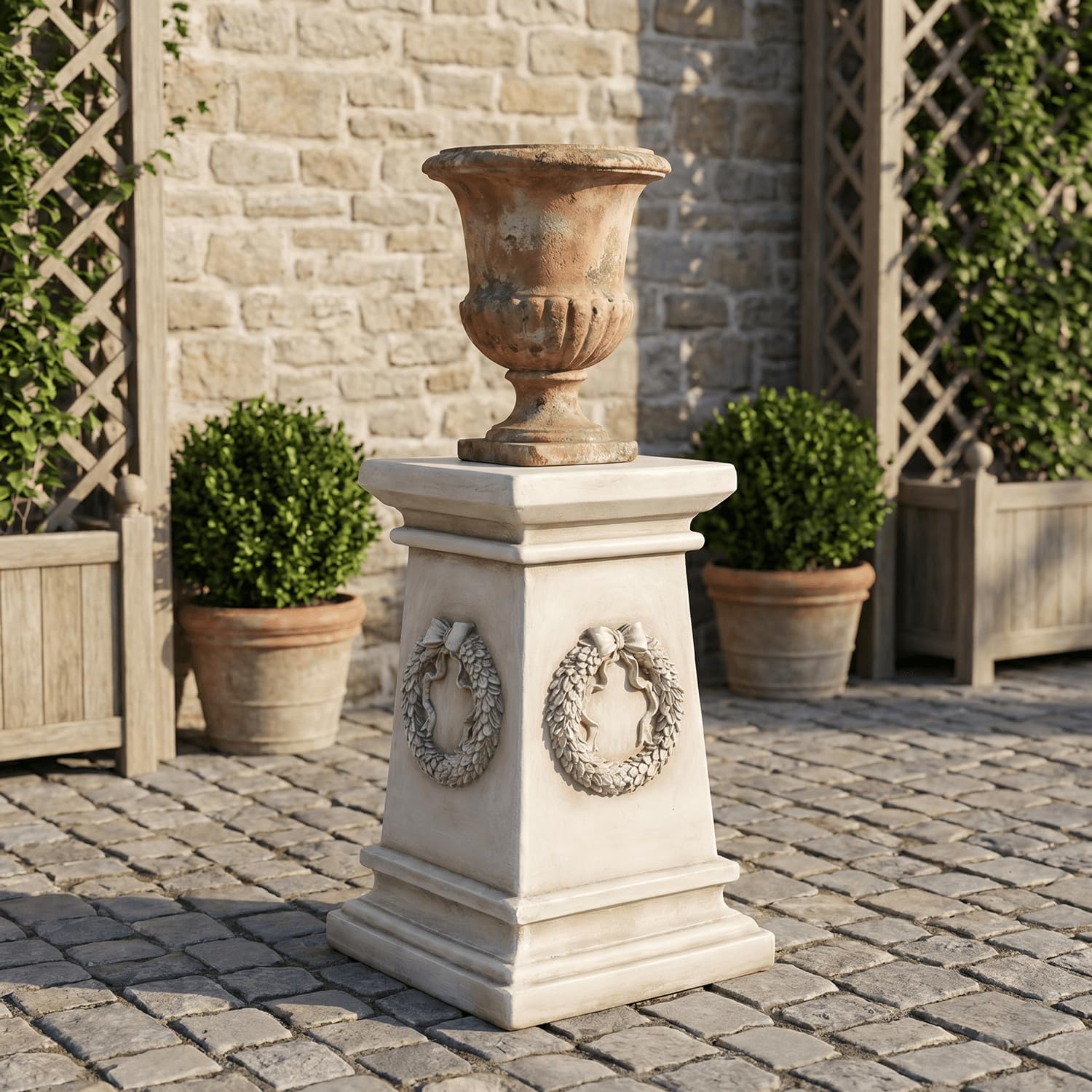 OUTOUR Roman Column Pedestal Stand Column Plant Stand Column Pillar Statue Antique Garden Pillar Sculpture Display Base for Courtyard Porch Balcony & Garden Decor
