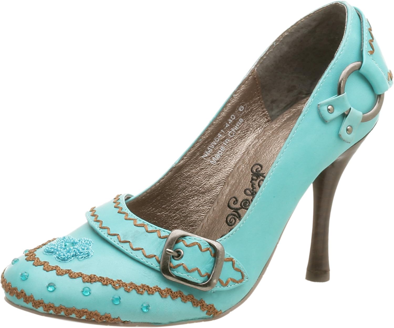Naughty Monkey Women's Playful Buckle Pump,Turquoise,8.5 M