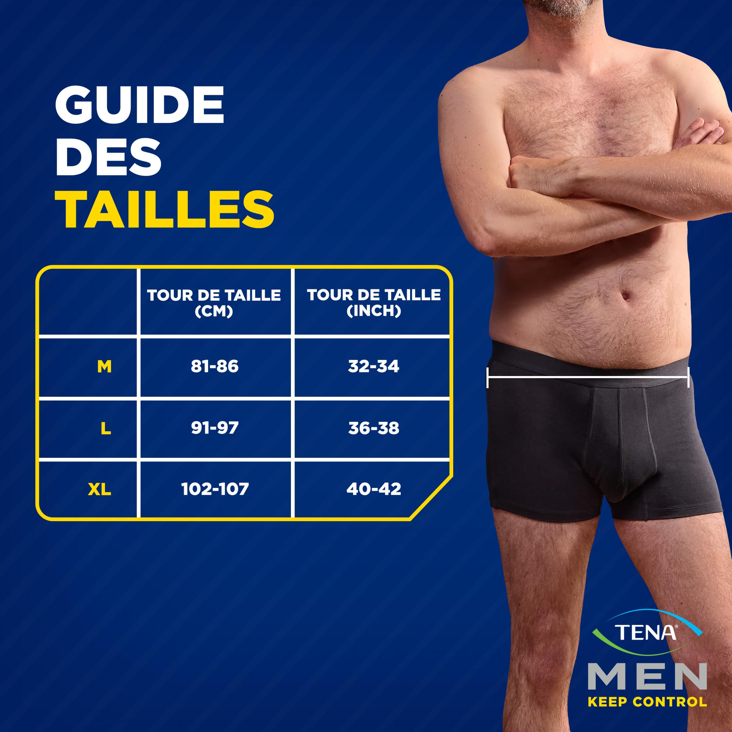 TENA Men - Caleçon de Protection Lavable Homme - Pour les Fuites Urinaires Légères - Coupe Classique - Noir - L