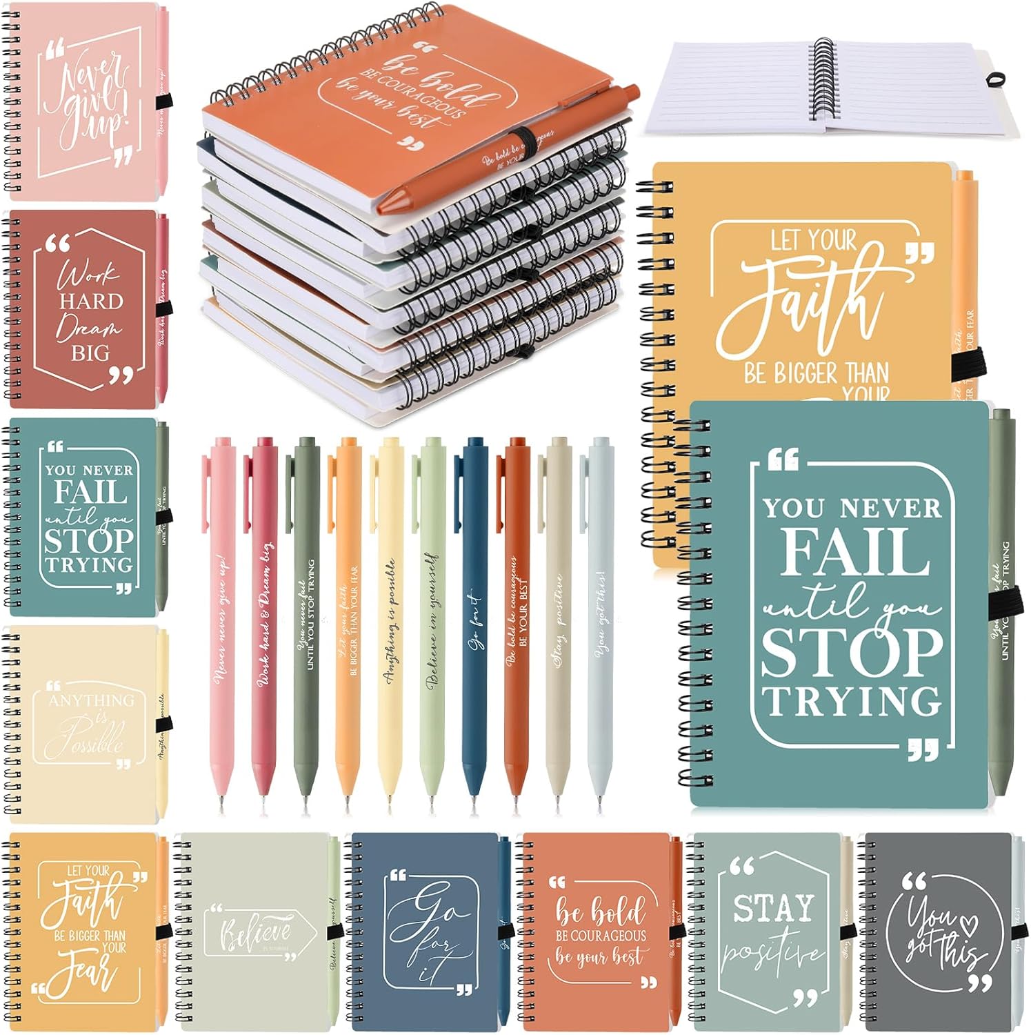 Tenceur 20 Sets Teacher Appreciation Gift Bulk Inspirational Journal with Sticky Note Pen Personalized Notebook Thank You Gift for Nurse Week Employee(Soft,Bright Colors)