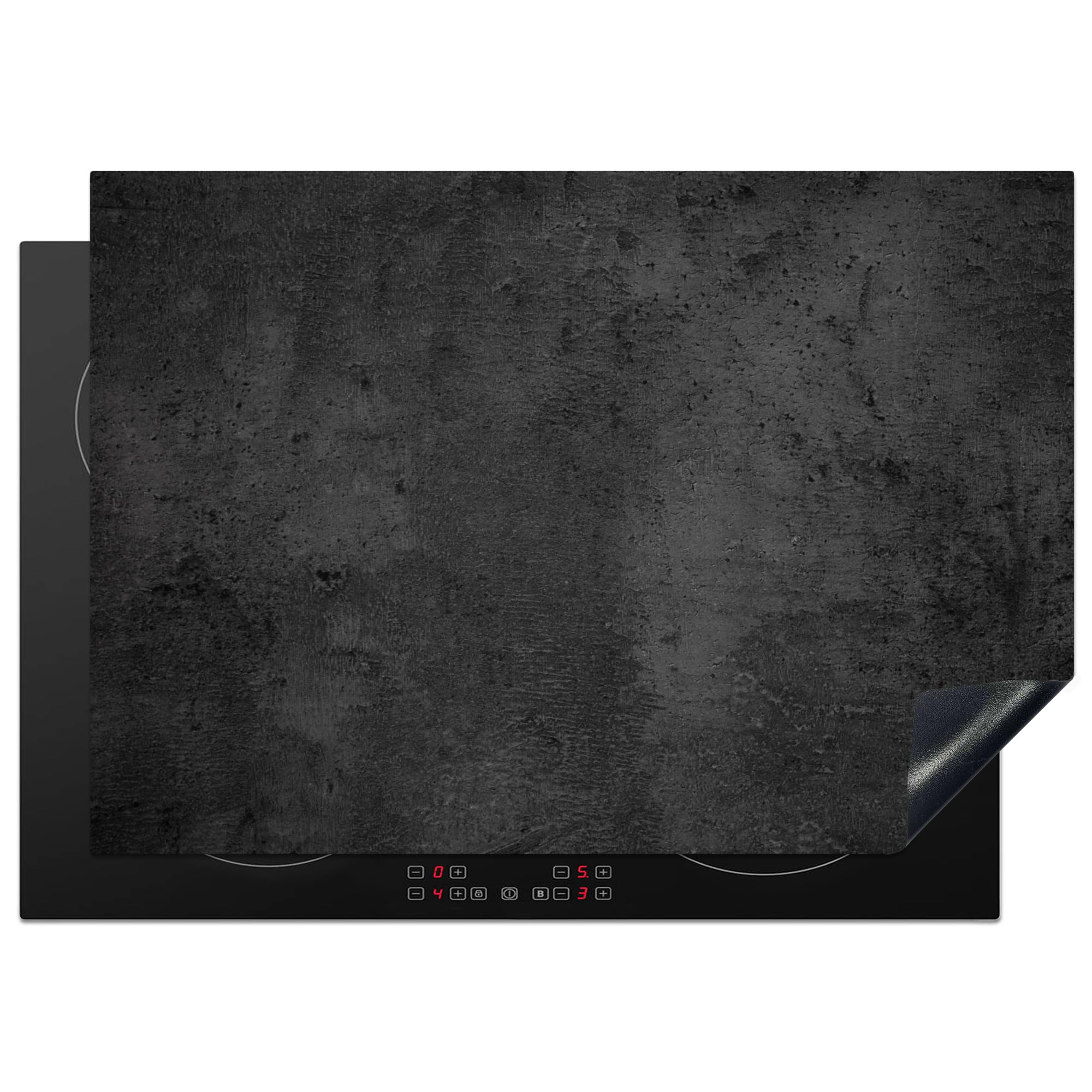 KitchenYeah© Induction Hob Protector Mat 20.5"x29.5" / 75x52 cm Stove Cap Top Cover Kitchen Cooker Covers for Electric Hobs Vinyl Concrete - Robust - Vintage - Rustic - Grey - Black