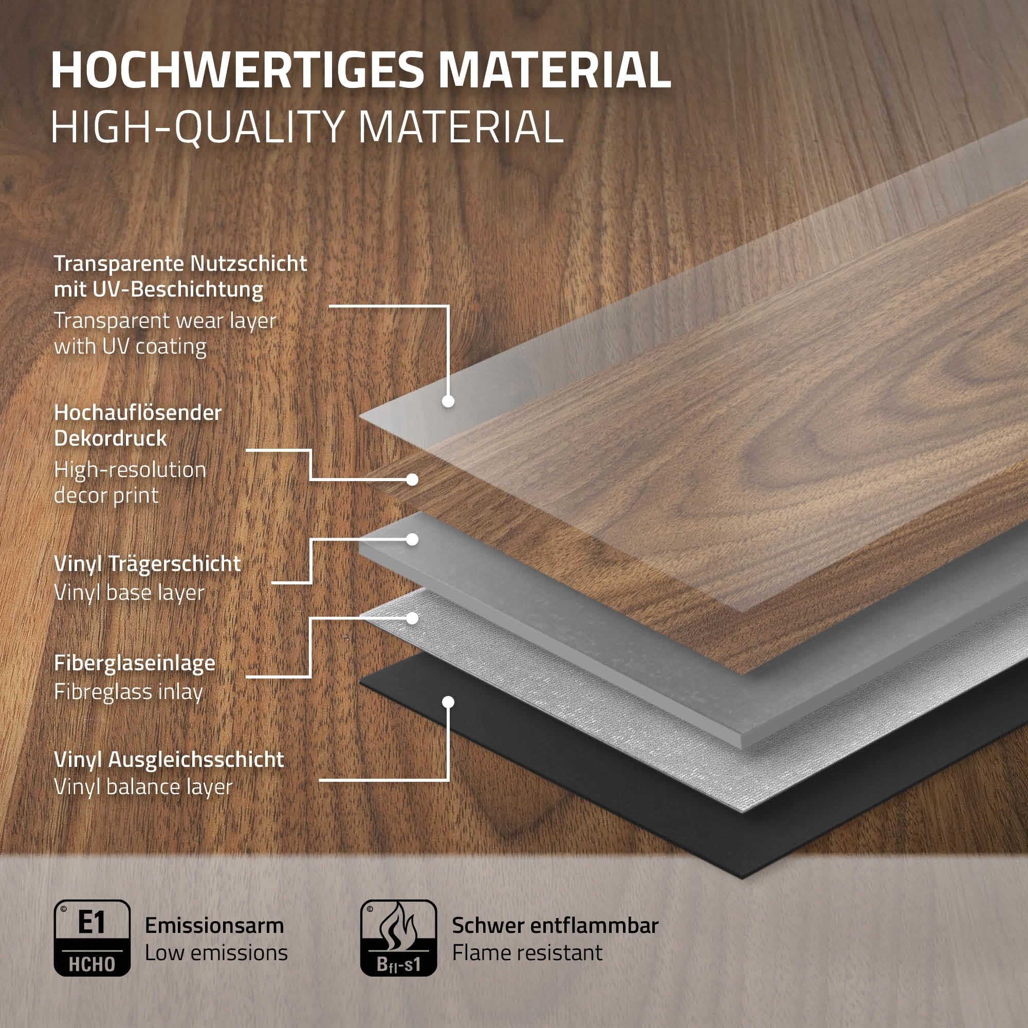 ML-Design Pavimento in PVC Parquet Vinile Deluxe Marrone Quercia a Click 35 pezzi 122x18 cm 7,7 m² 4,2 mm Listoni Laminati a Incastro Antiscivolo Pavimentazione Impermeabile Classe di Utilizzo 34