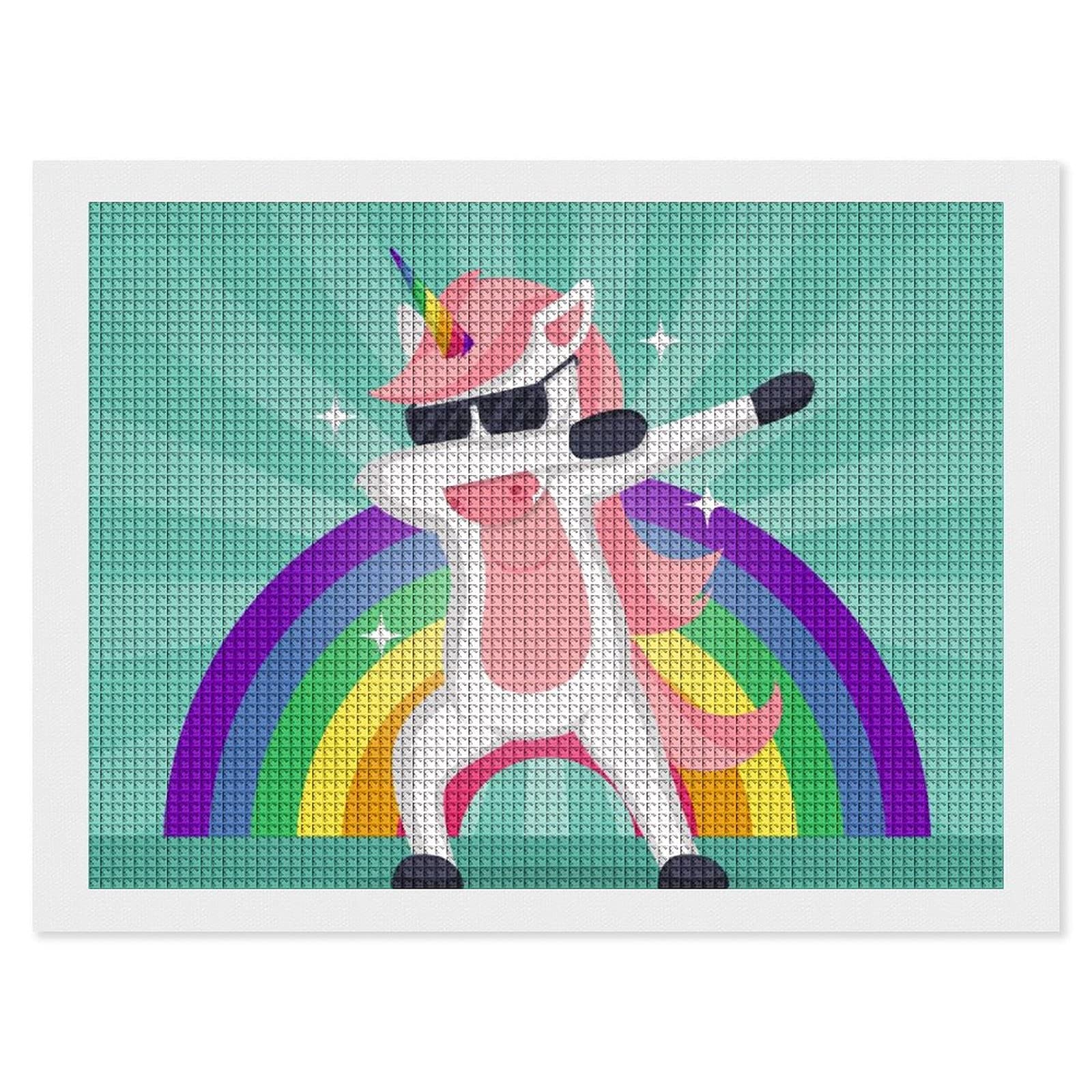 Diy 5D Diamond Painting Di Numero Kit Completo Drill Arcobaleno Unicorno Blu Diamante Quadrato Strass Ricamo A Punto Croce Per Casa Decorazione Murale 30x40cm