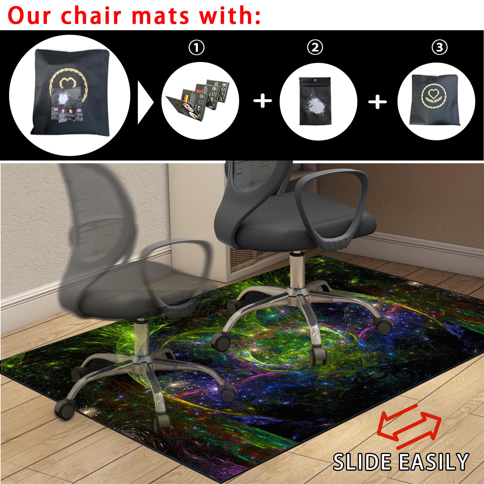 Bodenschutzmatte Gaming Bürostuhl Unterlage Gaming-Stuhl-Unterlage Schreibtischunterlage rutschfest Gaming Teppich Stuhlunterlage Bürostuhlunterlage Bodenmatte für Stühle 140 x 160 cm