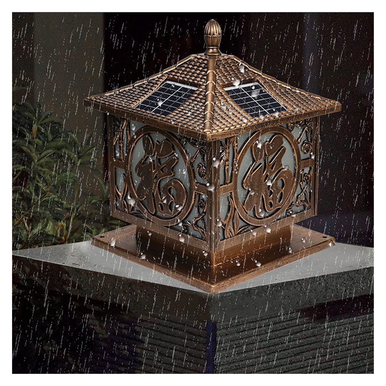 Hoflicht solarna lampa kolumnowa LED, lampa zewnętrzna, lampa stojąca, odporna na deszcz, szklana latarnia słupkowa do dekoracji ogrodu na podwórko, lampa krajobrazowa