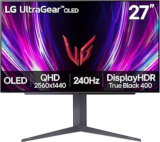 ‎27GS93QE 27-inch Ultragear OLED Gaming Monitor QHD 1440p 240Hz 0.03ms DisplayHDR True Black 400 AMD FreeSync Premium Pro NVIDIA G-Sync HDMI 2.1 DisplayPort Tilt/Height/Pivot Stand Black