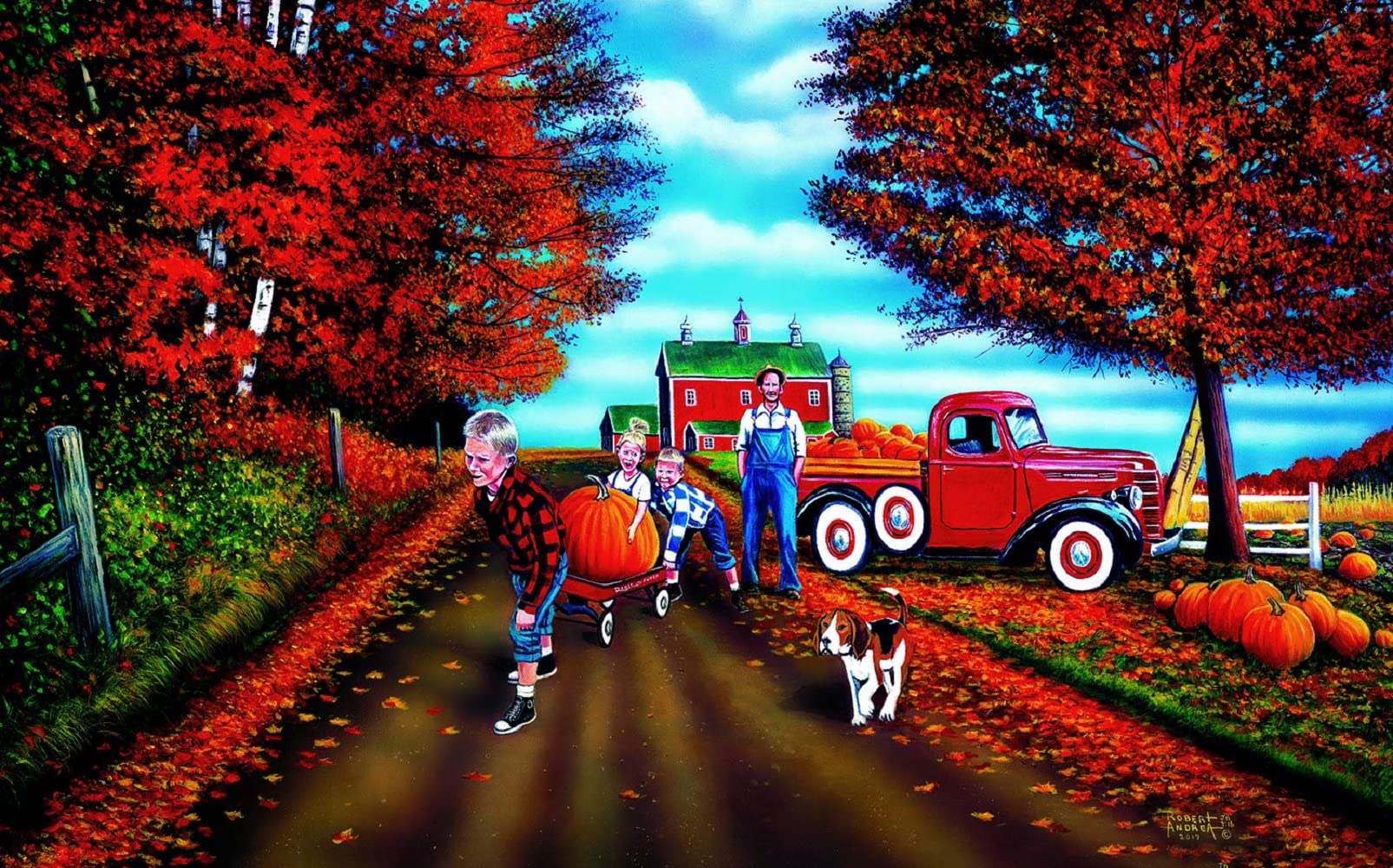 SUNSOUT INC - Pick of The Patch - 300 pc Jigsaw Puzzle by Artist: Robert Andrea - Finished Size 16" x 26" Halloween - MPN# 60830