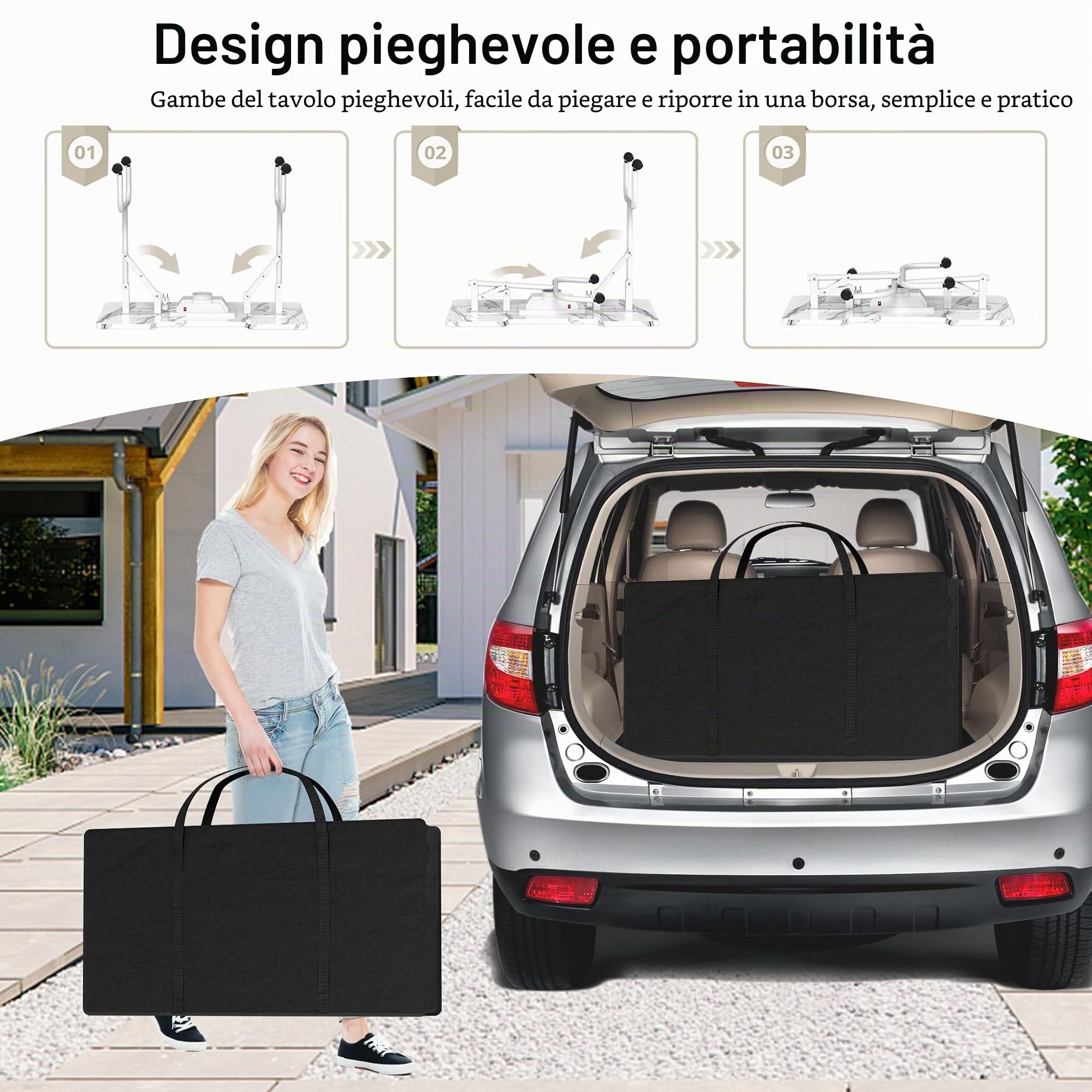 Tavolo da manicure FIVMEN con aspirazione Pieghevole Tavolo per manicure Tavolo per manicure per studio di unghie con aspirazione della polvere e 4 ruote per saloni di bellezza, bianco