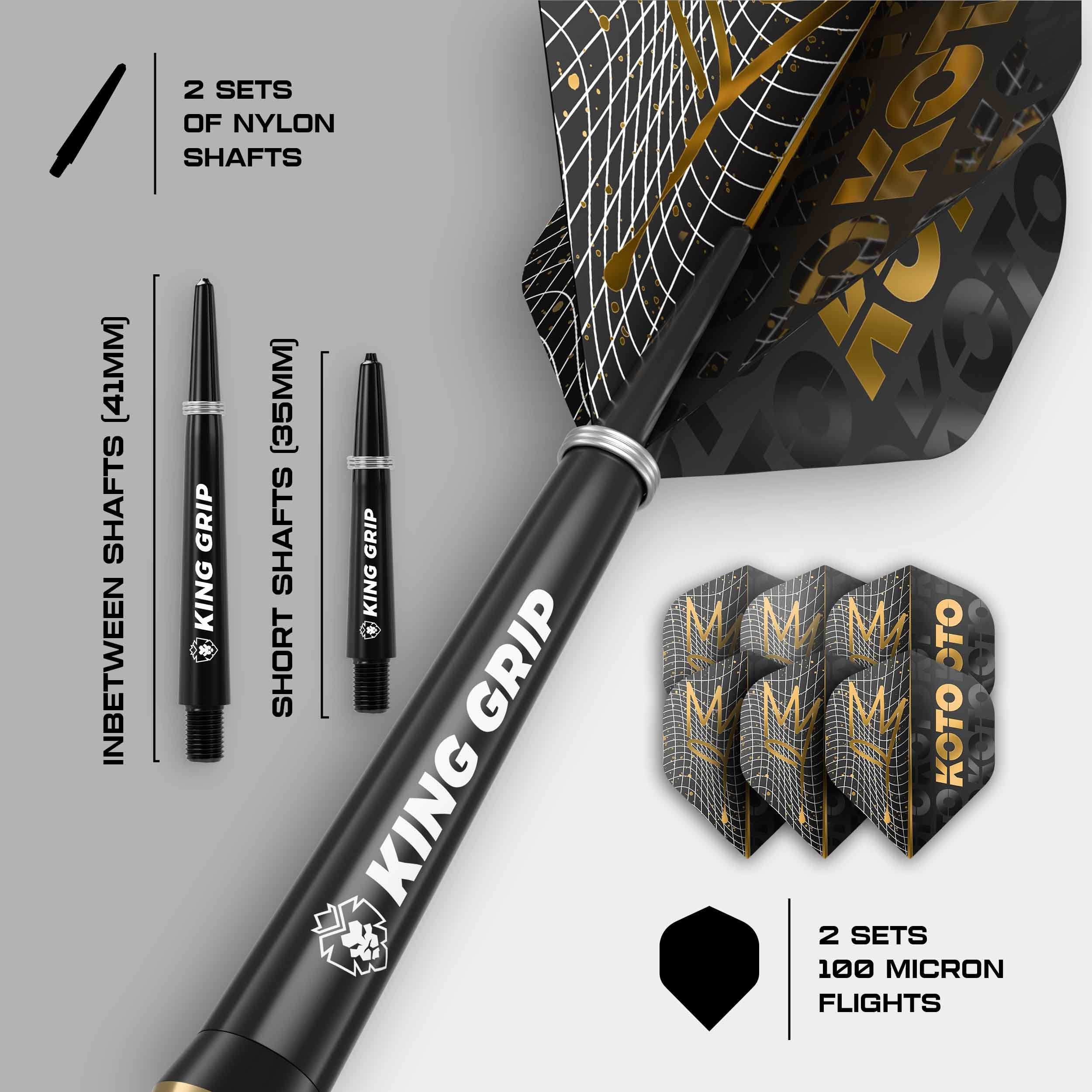 Fléchettes Academy Class 2 13 G Argent Bleu Grip Annulaire Solide Flights Shafts Étui