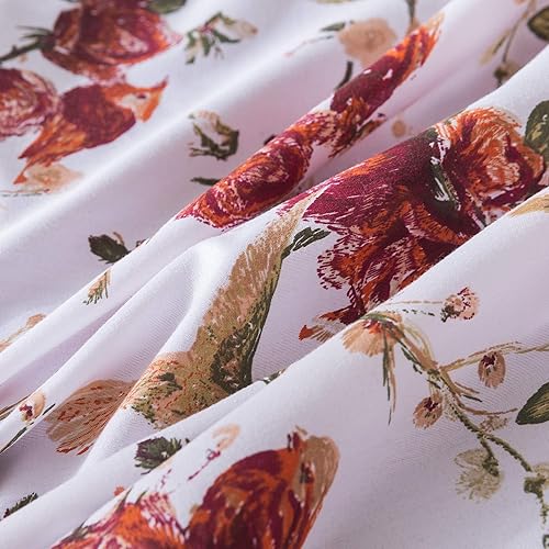 Miniatura 5 de Tache Floral Colibríes Borgoña, Marfil Antiguo, Vintage Farmhouse Spring Country Rustic Microfibra Reversible Rose Garden Funda de edredón