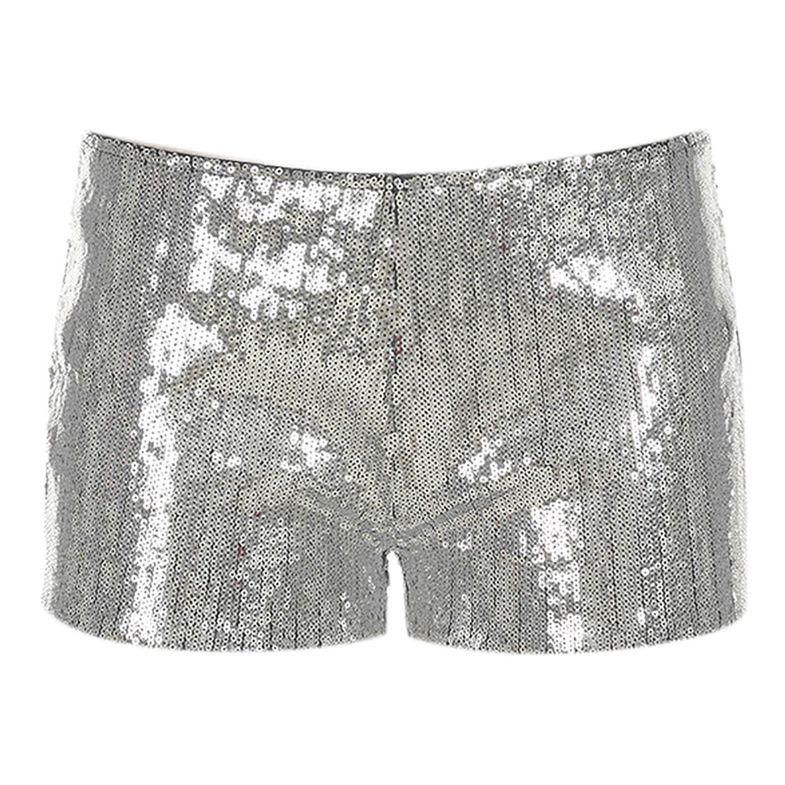 Mini pantalones cortos de lentejuelas para mujer, cintura baja, pierna recta, ajustados, brillantes, para fiesta, guepardo, salida nocturna, pantalones cortos de fiesta con purpurina para festivales