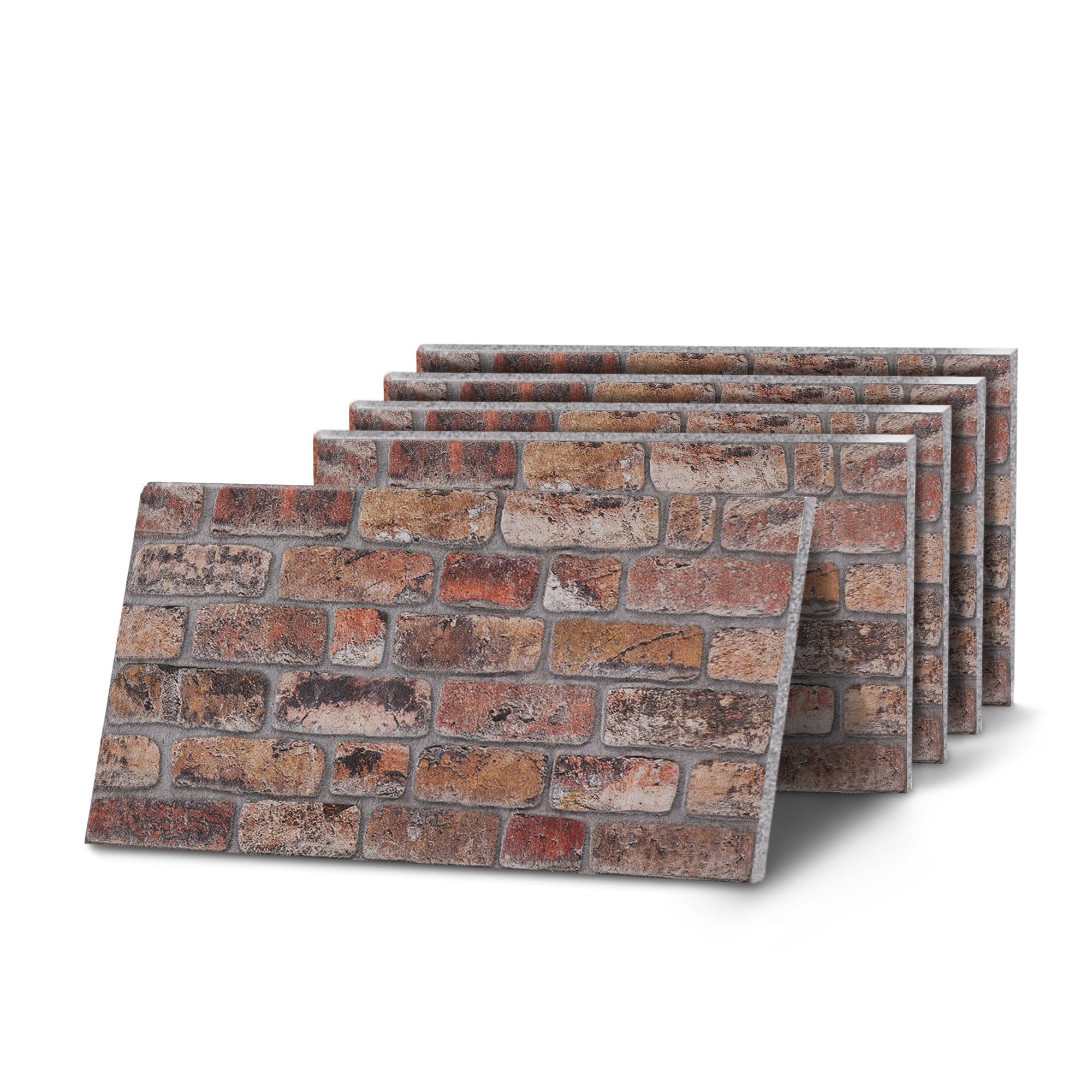 K&B Panels 3D Wall Panels, Rustic Brick Effect Styrofoam Wall Panelling Kit, Lightweight,Easy to Install, Dual Insulation to Reduce Acoustic Noise, Indoor & Outdoor (Weathered Brown) (5 Panels)