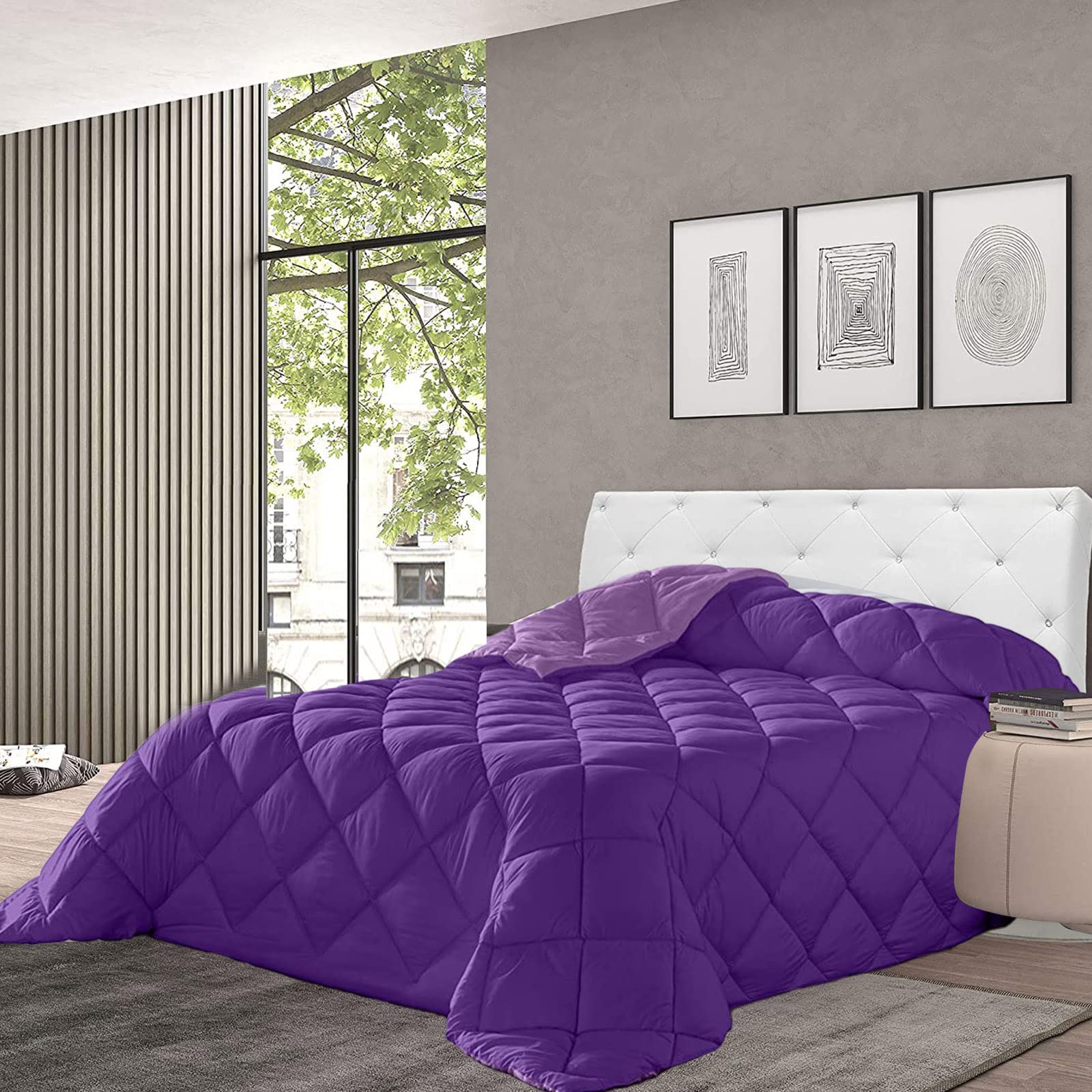 rparty- Edredón Nórdico Bicolor 400 gr/m² Microfibra de Poliéster 100% Reversible Transpirable Rellno Fibra Hueca para Cama de 90/105-180 x 270 cm Color Malva y Lila