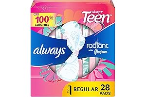 Always Radiant FlexFoam Teen Pads Regular Absorbency, 28 Count