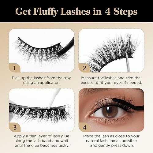 Miniatura 6 de Pestañas postizas naturales de visón  Bepholan pestañas postizas de aspecto natural paquete de 3 pestañas de ojo de gato pestañas de manga