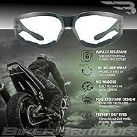 Vista 4 de Bikershades Motorcycle Sunglasses Foam Padded with Flame design for Men for women - Free Microfiber Cleaning Case Dragster