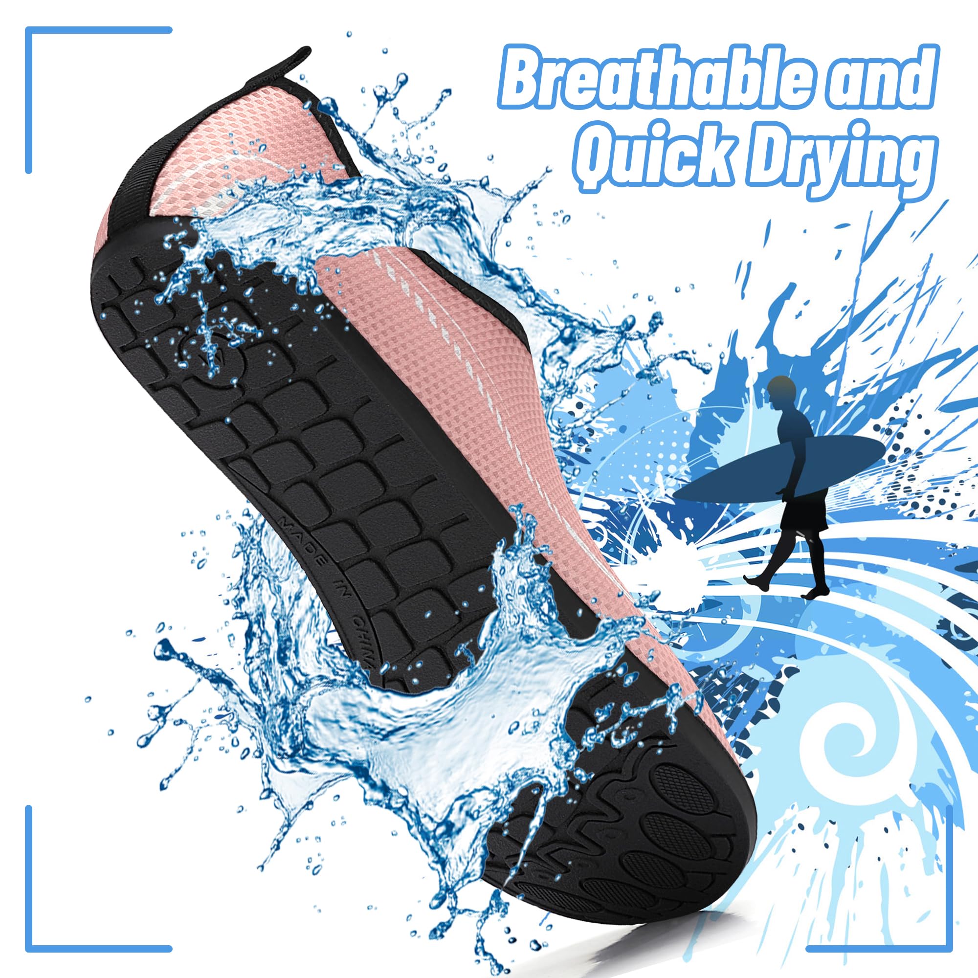 Buty do Wody Water Shoes Buty do SportóW Wodnych Lekkie Buty do PłYwania Buty PlażOwe Buty do Jogi Buty do Surfowania dla Kobiet I MężCzyzn.Różowy, 38EU