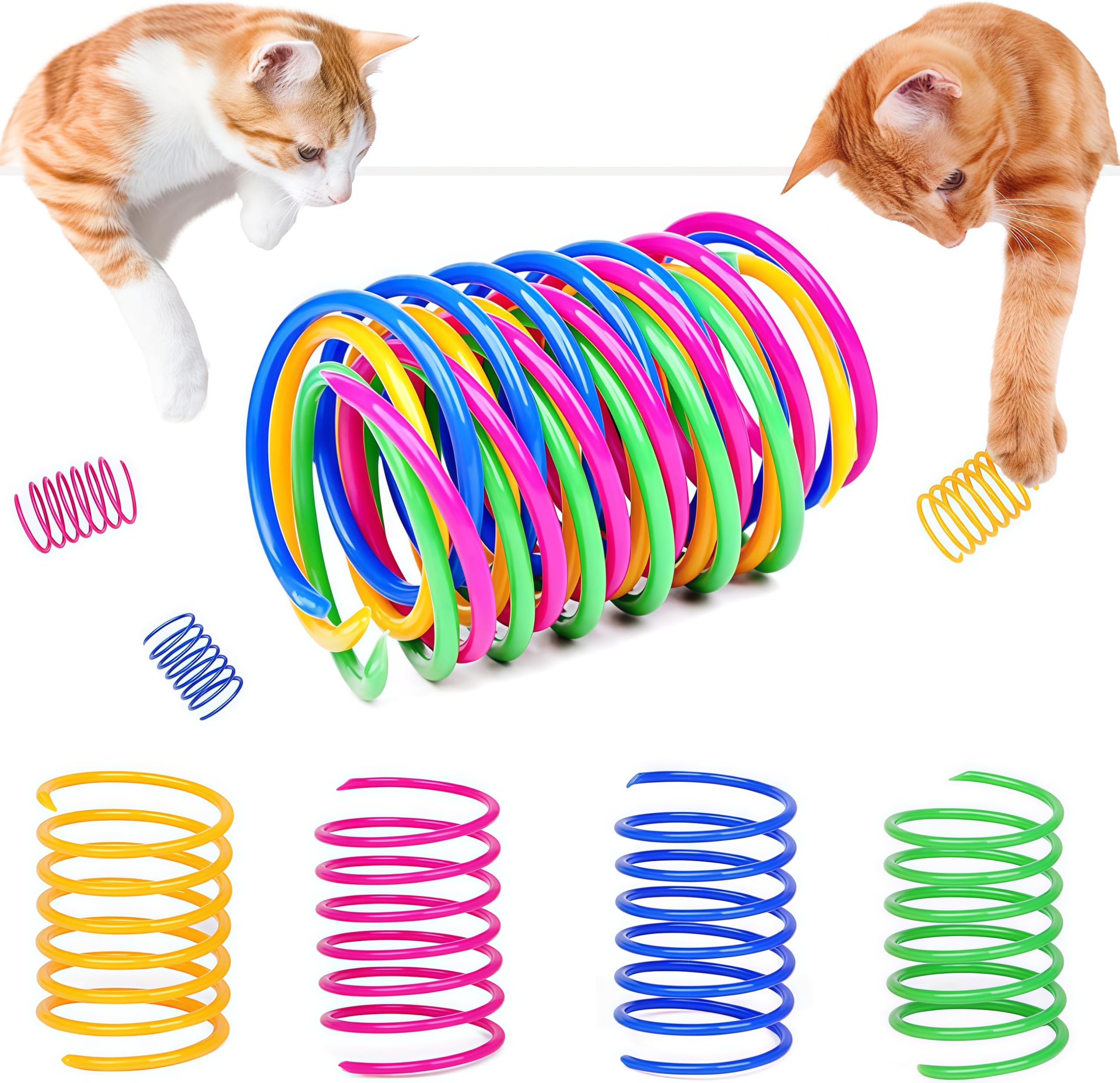Grantop 40 Stück Katze Spielzeug, Buntes kreatives Kunststoff Spiralfedern Spirale,Spielzeug Neuheit Haustiere Bunte Spiralfedern Spring Spirale für Katze (40 Stück)