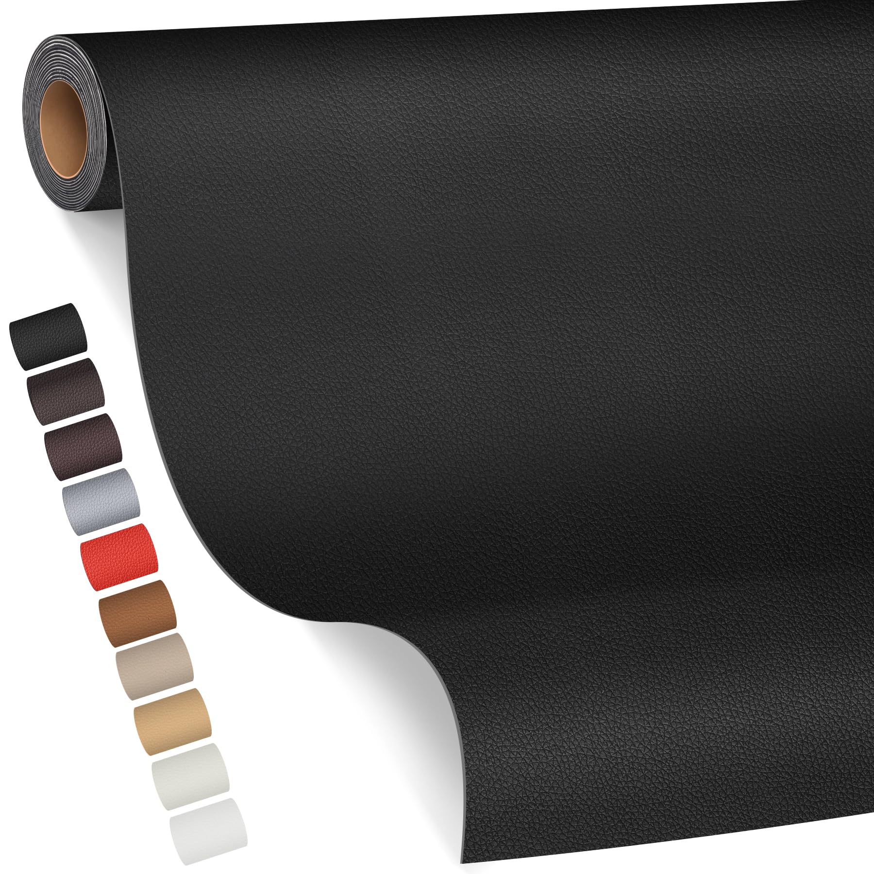 Pelle Adesiva per Riparazioni Autoadesivo, 80 x 200 cm Patch di Riparazione in Pelle,Ecopelle Adesiva per Divani, Sedili Auto, Mobili, Borse, Giacche （Nero）