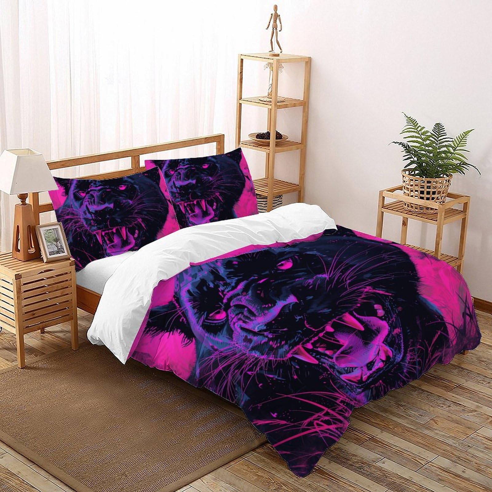 Housse de couette double fermeture éclair parure lit panther