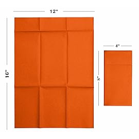 Disposable Linen-Feel Dinner Napkins with Built-in Flatware Pocket, 500-Pack ORANGE Prefolded Cloth Like Paper Napkins For Dinner, Wedding Or Party