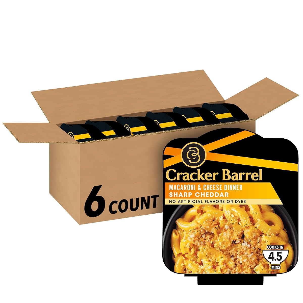 Cracker Barrel Sharp Cheddar Macaroni & Cheese Single Bowl, 6 ct