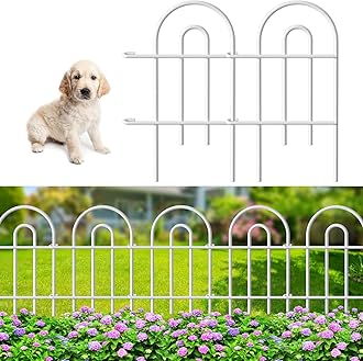 AMAGABELI GARDEN & HOME 25 Panels 24in(H)×35ft(L) Decorative Garden Fences and Borders for Dogs No Dig Rustproof Metal Fence Panel Garden Edging Border Animal Barrier Fencing for Flower Bed Yard White