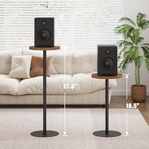 Miniatura 2 de TUTOTAK Mesa auxiliar redonda alta, mesa auxiliar pequeña, junto a la mesa, mesa de bebida, mesa auxiliar de pedestal, sala de estar, marrón