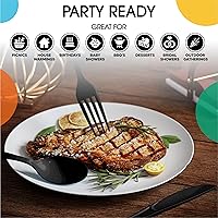 Vista 6 de Exquisite Tenedores de plástico negro, 50 piezas, tenedores negros, utensilios desechables, juego de cubiertos de plástico resistente