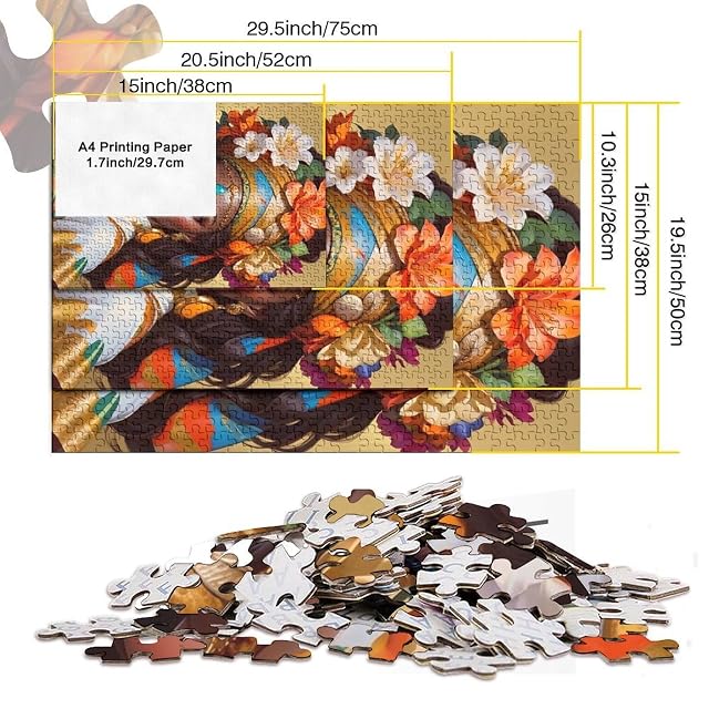 Foto 6 de 8 de Retrato de Mujer Afro 1000 Piezas Papel Durable Puzzle para Adultos Portátil Fácil Almacenar Horas…