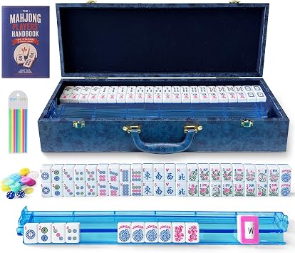 Woodronic Luxury American Mahjong Tiles Set, 166 Blue Tiles Mahjong Set