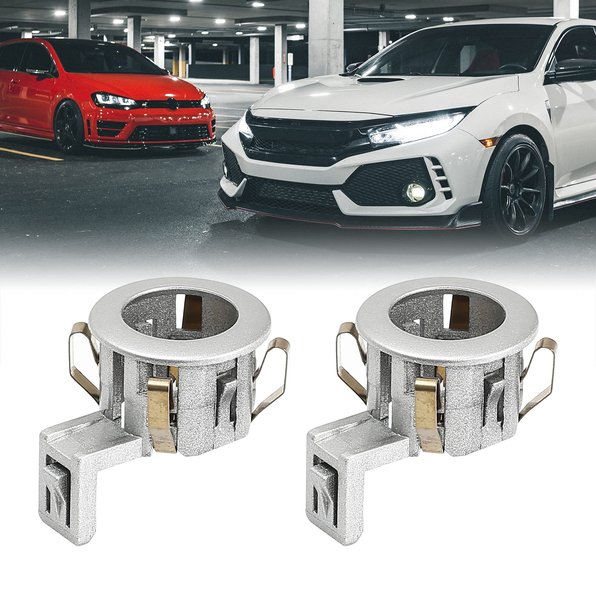 X AUTOHAUX 2pcs 89348-33060 Car Bumper PDC Parking Sensor Retainer Holder Bracket for Toyota Sienna Sequoia for Lexus GX460 Silver Tone