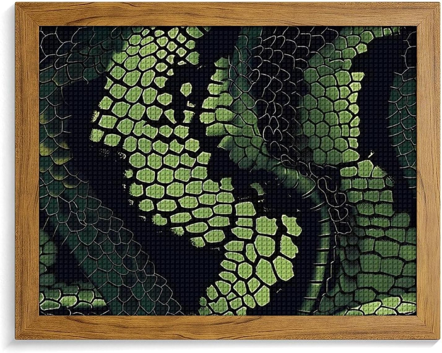 Green Snake Pattern Printed Diamond 5D Painting Kits DIY Full Drill Crafts for Home Wall Decor 16x20 Inch Yellow Wood 50 * 40cm