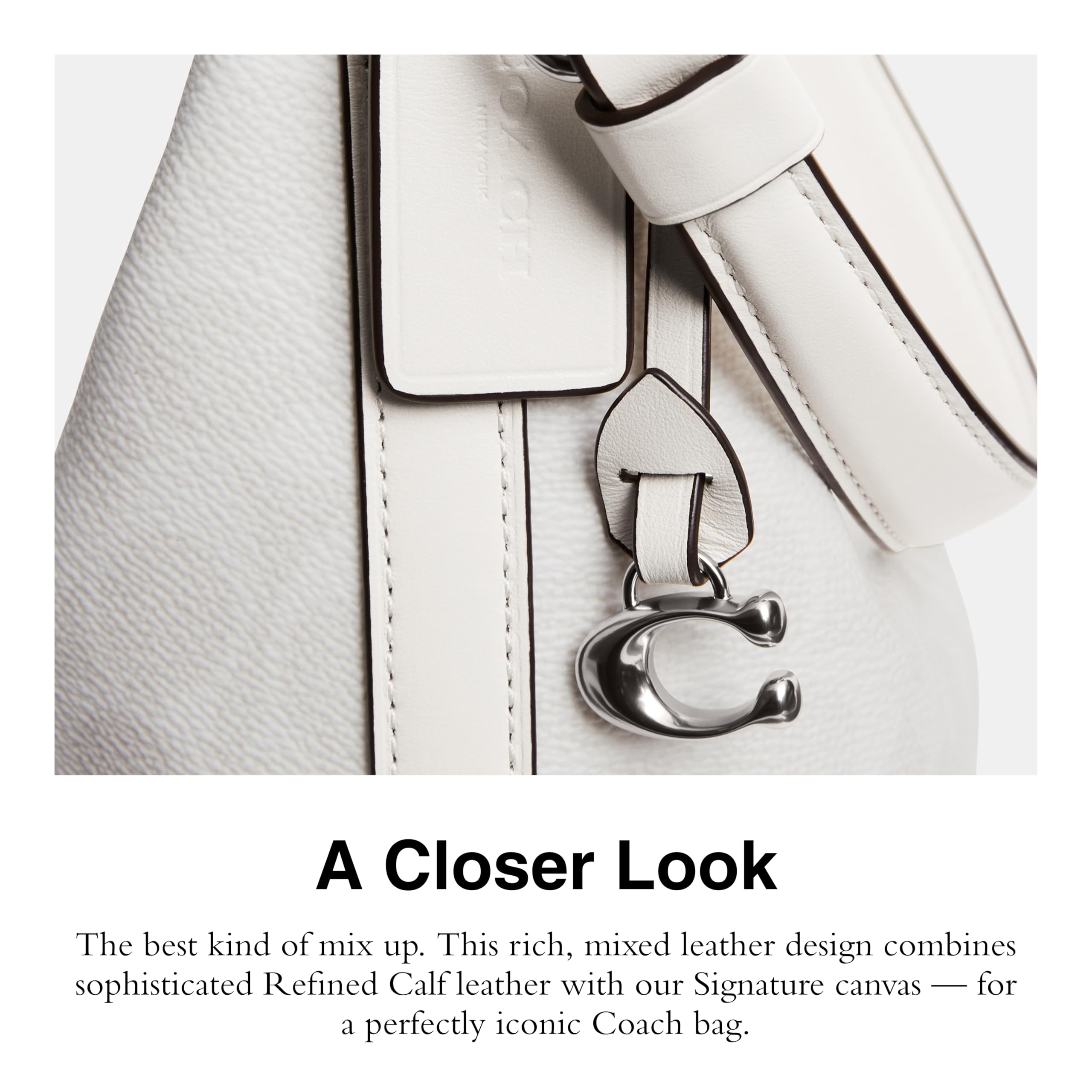 COACH Juliet - Bolso de hombro para mujer en lona distintiva, Lh/tiza blanca
