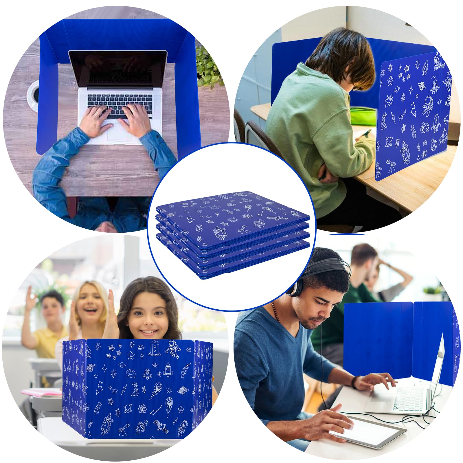 Lot de 25 séparateurs de bureau pour étudiants, écrans d'intimité à 3 plis, tableaux d'étude en plastique imperméable durable, boucliers faciles à nettoyer pour les écoles, fournitures pour