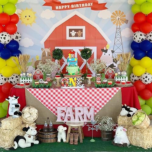 Miniatura 5 de Kit de guirnalda de arco de globos de vaca de 138 piezas, decoración de fiesta de animales de granja, globos con estampado de animales rojos,