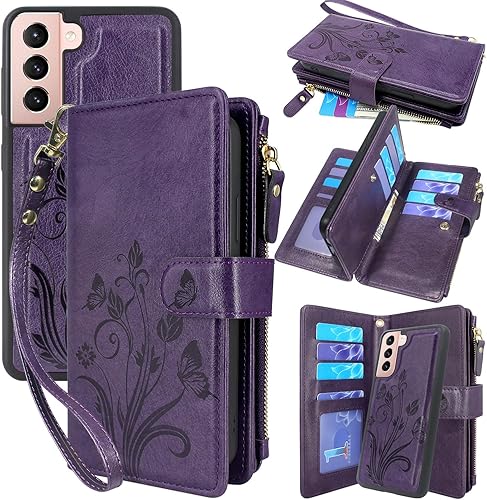Miniatura 7 de Lacass Funda para Samsung Galaxy S21 FE 5G 2022 12 ranuras para tarjetas Soporte para dinero en efectivo para tarjetas de identificación, bolsillo