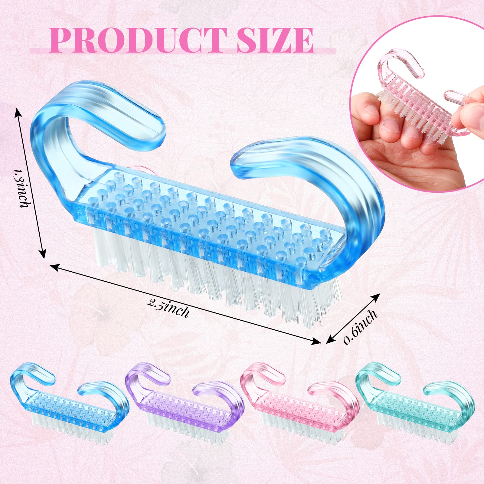 Patelai 100 cepillos de uñas con mango para limpiar uñas coloridos, cepillos de manos, dedos de los pies, cepillos de limpieza de pedicura para hombres y mujeres, cepillo multicolor